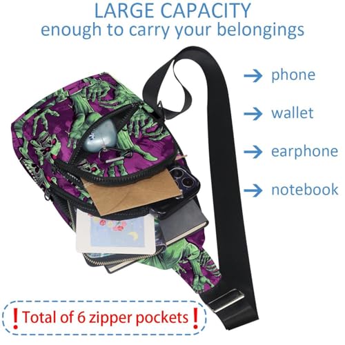 Mochila cruzada manos zombi con correa ajustable unisex 6