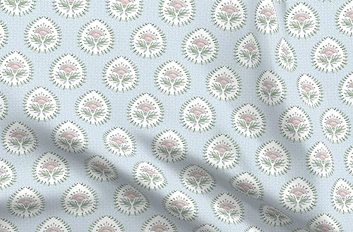 Spoonflower FI-F86-D13925576-1Y Fabric - Flower Paisley Cottagecore Lotus Floral Teardrop Block Print French Printed thumb #4