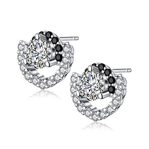 Boucles d'oreilles argent 925 spinelle noire anti-allergies