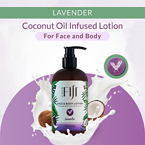 Coco Fiji Face & Body Lotion Infused With Coconut Oil | Lotion For Dry Skin | Moisturizer Face Cream & Massage Lotion For Women & Men | Lavender 12 Oz, Pack Of 1 #TOP3