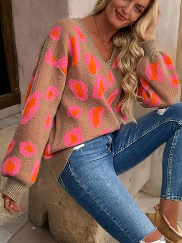 METOES Women's 2025 Fall Casual Sweater Pullover Loose Asymmetrical Round Neck Knit Sweater3