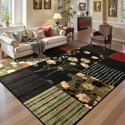 Tapete DweIke 182x122 cm Negro Geométrico Lavable Antideslizante miniatura 2