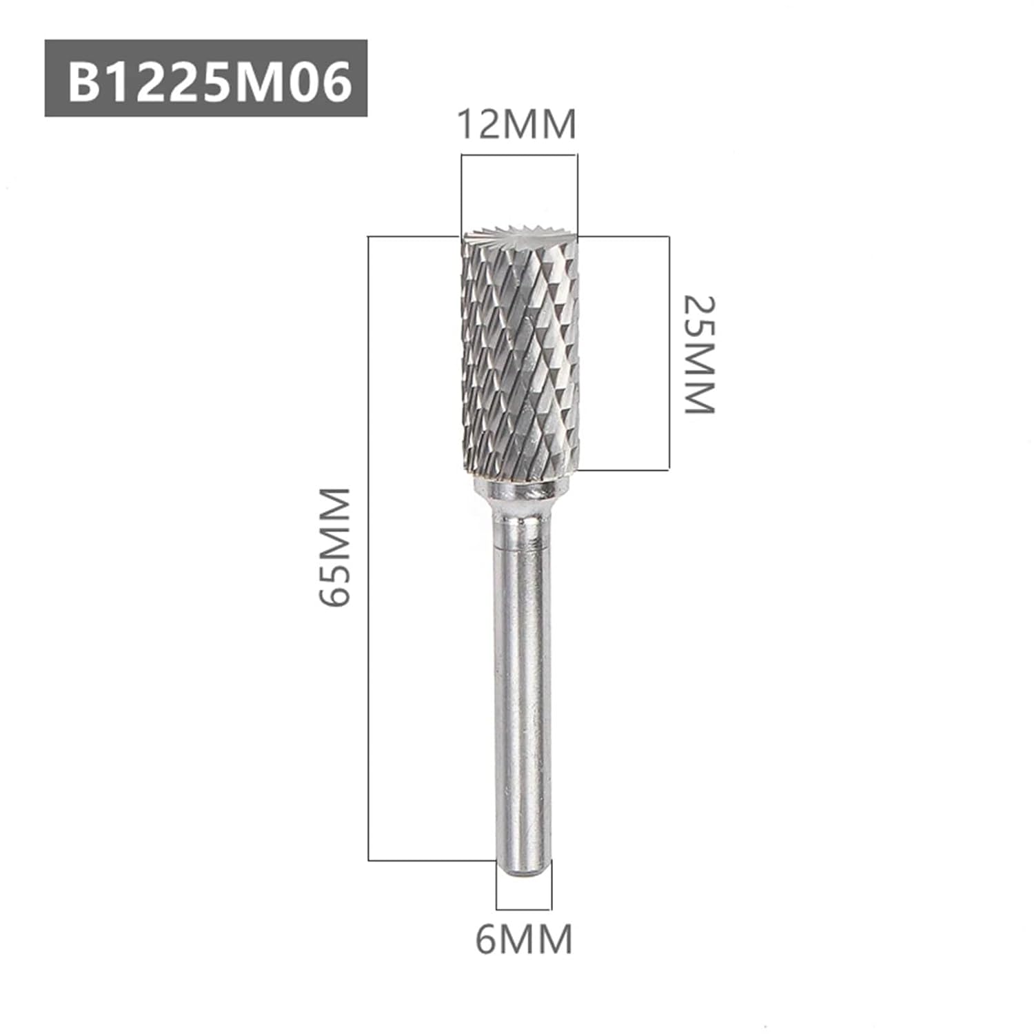 1Pcs B Type Head Tungsten Carbide Rotary File Tool Point Burr Die Grinder Abrasive Tools Drill Milling Carving Bit(B1225M06)