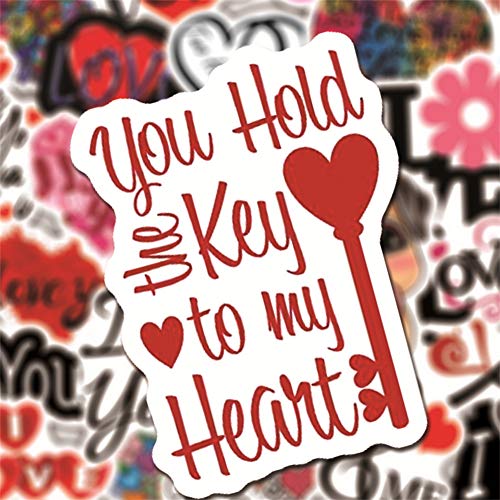 I Love You Stickers for Valentines| 50 Pcs Love Waterproof Vinyl Stickers for Bike Water Bottles Laptop Bicycle Refrigerator Cup Luggage Computer Mobile Phone Skateboard Decals - Thumbnail 5