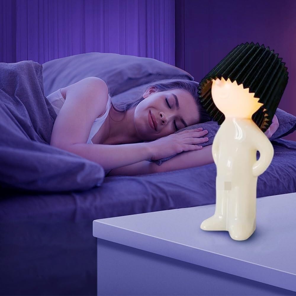 Shy Man Lamp, Cute Boy Night Light, Naughty Boy Creative Desk Lamp, A Little Desk Shy Man Lamp, Creative Night Light LED Plug-in Table Lamp For Bedroom, Bathroom, Toilet (Color : Green)