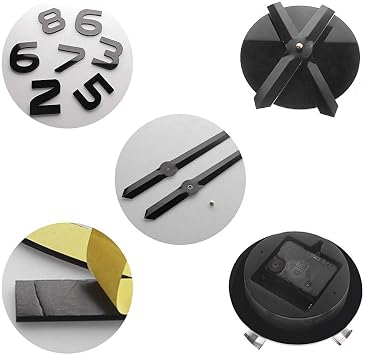 The Geeky Days Sexy Position Giant DIY Large Wall Clock with Mirror Effect Wall Art Home Decor Frameless Big Time Clock Watch(Black)
