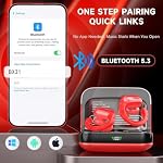 Wireless Earbuds Headphones Bluetooth 5.4, Noise Canceling Ear Buds with 75hr Playtime, IPX7 Waterproof Earphones Over-Ear Earphones for Sports/Workouts, LED Power Display - Red - Image 4