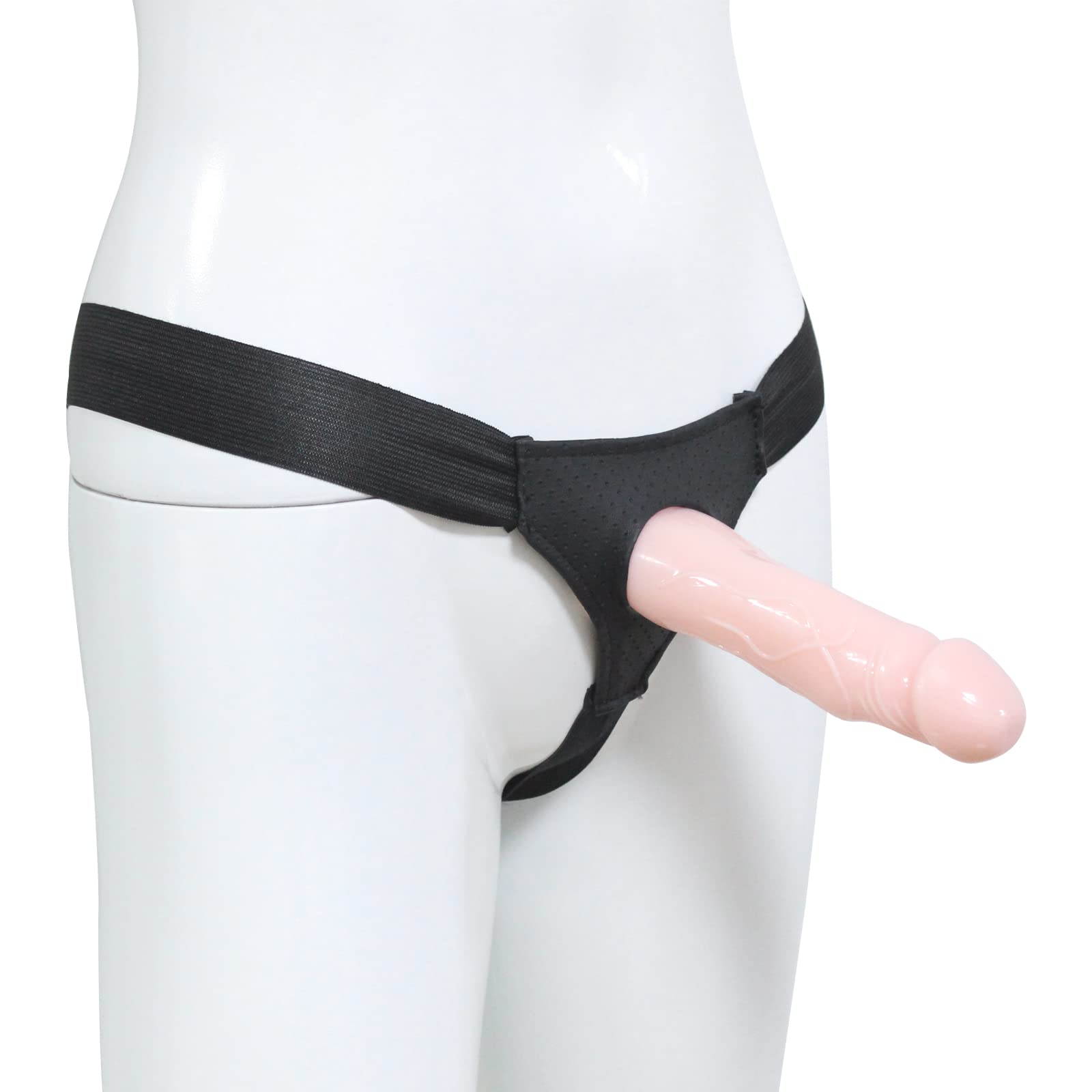 Consolador con correa BDSMJOY, fundas para pene, tanga ajustable con consolador hueco, extensor de pene para hombres, masturbador de réplica de pene para juegos de rol. (S)
