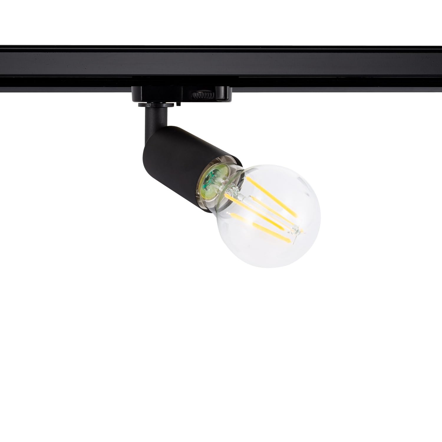 LEDKIA LIGHTING - Spot à Douille sur Rail Triphasé | Ampoule E27 Orientable | Aluminium Durable | Pour Espaces Commerciaux et Intérieurs | IP20, Noir