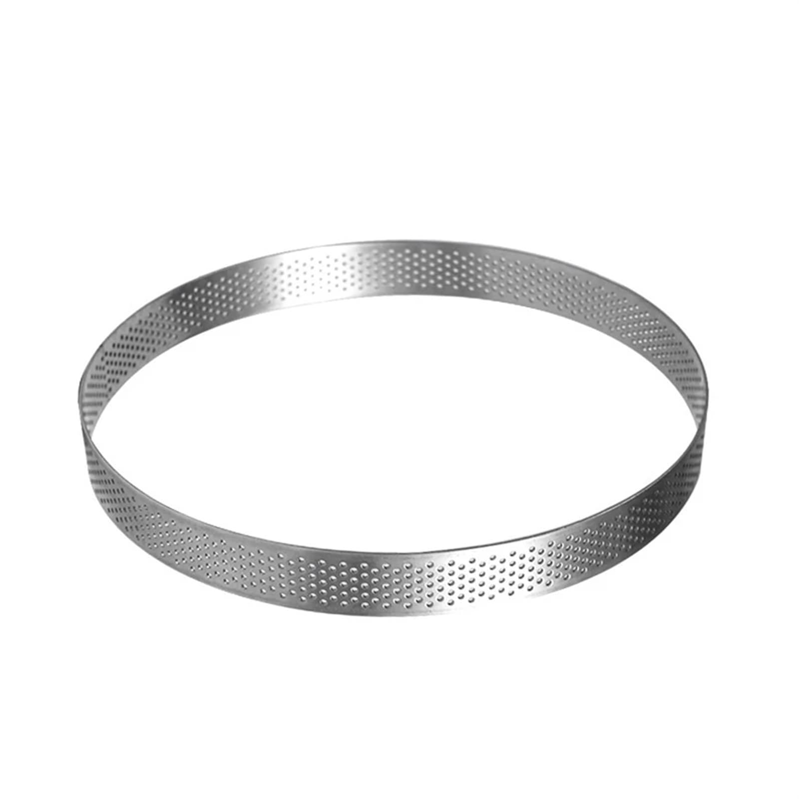 QAUUCP Circular Tart Ring Stainless Steel Perforation Fruit Pie Quiche Cake Mold Kitchen Baking Mould Tart Rings For Baking(18CM)