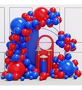 Red and Blue Balloon Garland Arch Kit, 134pcs Royal Blue and Red Latex Balloons for Birthday, Gra...