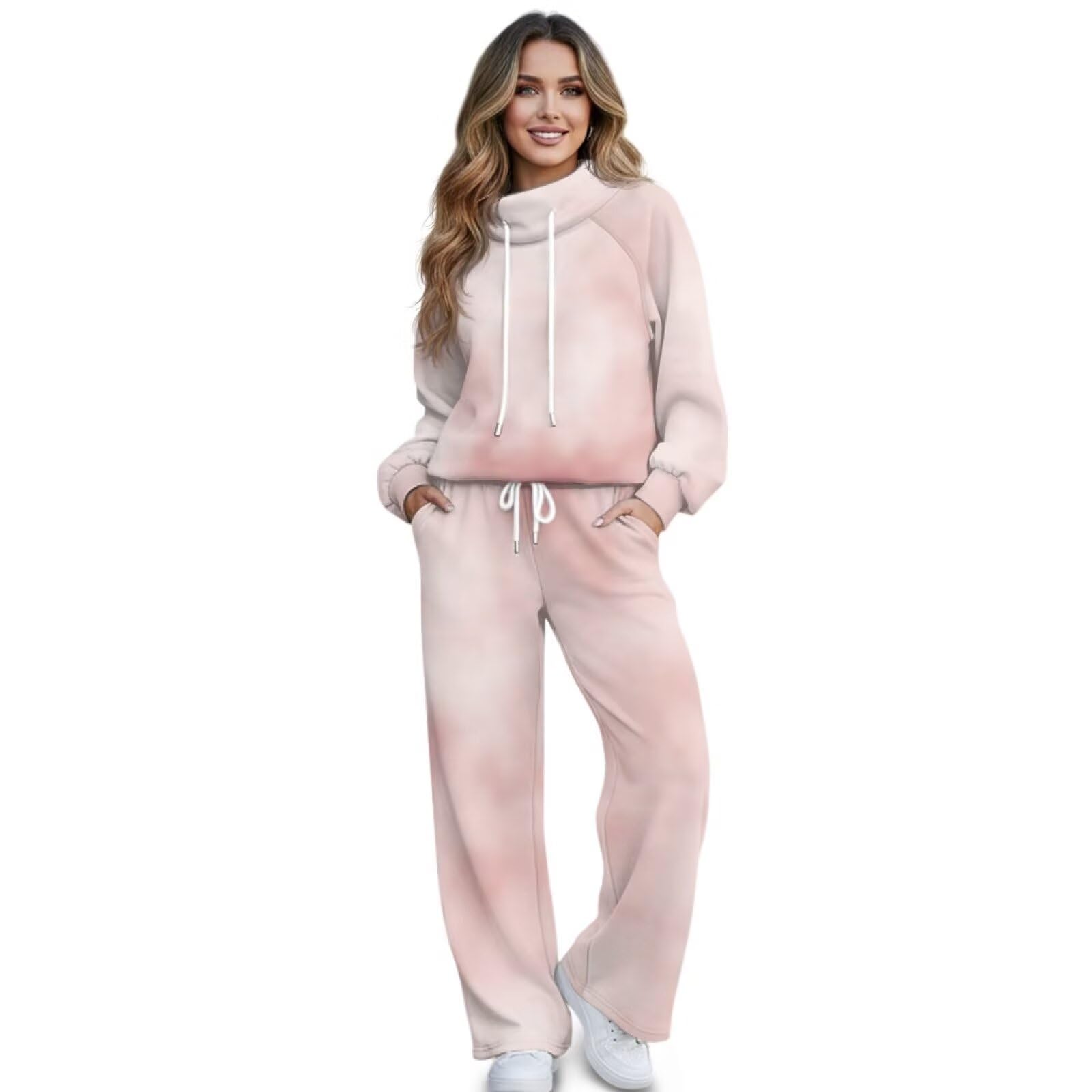 SEANATIVE 2-częściowa bluza z okrągłym dekoltem spodnie dresowe z szerokimi nogawkami pasujący zestaw oversize zestawy wypoczynkowe dla kobiet plus size dres