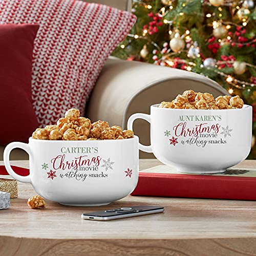 Let's Make Memories Personalized Christmas Movie Watching Bowl - Customize Name - Festive Snack Bowl - Holds 32 oz
