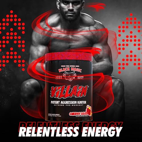 Image of Worldwide Nutrition Bundle Compatible with Black Magic Supply Cherry Smash Villain High-Stim Nootropic Pre Workout - Beta-Alanine, L-Tyrosine, & Caffeine - 25 Servings with Multi-Purpose Keychain