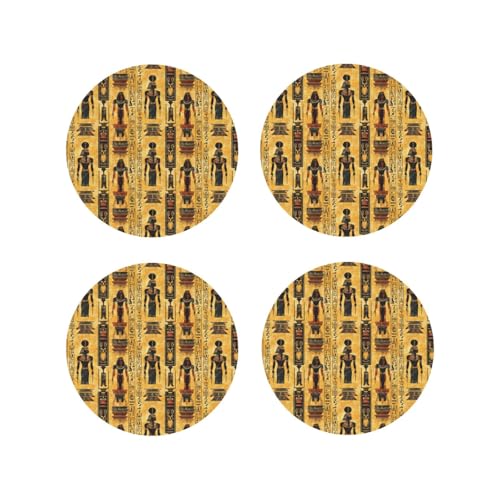 Juego de 4 posavasos con estampado de Egipto retro, posavasos para protección de mesa, adecuados para tipos de tazas, divertidos posavasos para sala de estar, decoración del hogar