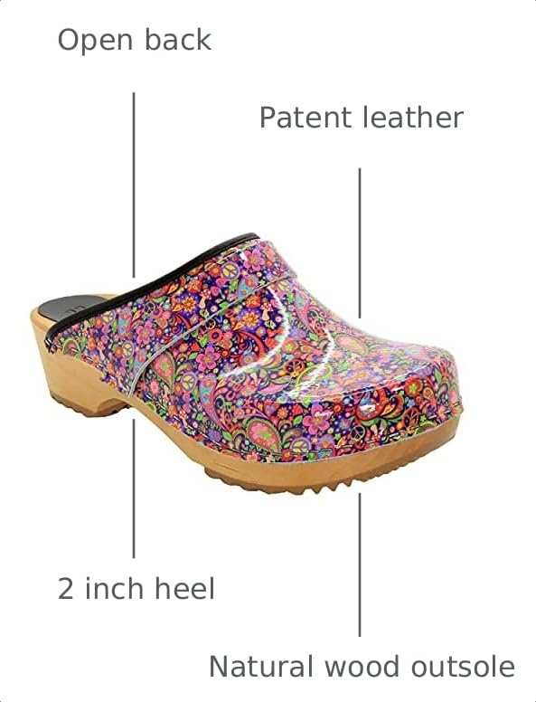 Image of Bjork Maja Wood Open Back Leather Clogs