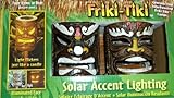 Set of 2 Friki Tiki Solar Powered Accent Lights With Poles Painted Designed Face