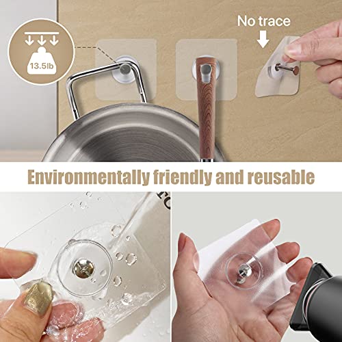 Ginmino Wall Hooks 13.5Lbs(Max) Transparent Reusable Adhesive Hooks, Waterproof And Oilproof, Bathroom Kitchen Wall Hooks Heavy Duty 10 Pack #TOP3