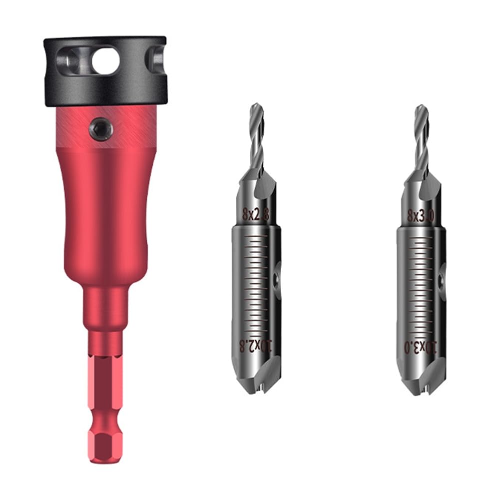 Aundhegrtt As Shown Quick Change Adjustable Depth Stop Drill Bit Set Woodworking With 2.8Mm& 3.0Mm Drill-Bits Included