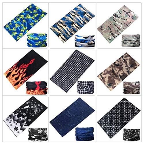 KINGREE 9PCS Magic Scarf Elastic Seamless Bandana UV Resistence Sport Headwear (Devil Series)