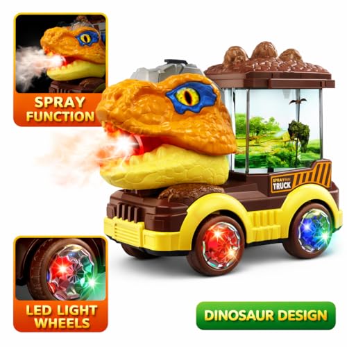 Image of Dinosaur Spray Toy Truck for Kids | Water Mist Spray, Flashing Lights & Moving Parts | Electric Musical Toy Car with 360 Rotation | Battery Operated Toy for Boys & Girls (2+ Years)