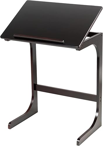 Mesa auxiliar de bambú para sofá, mesa de TV ajustable en forma de C con mesa ajustable de 7 ángulos y tapón, escritorio portátil para computadora,