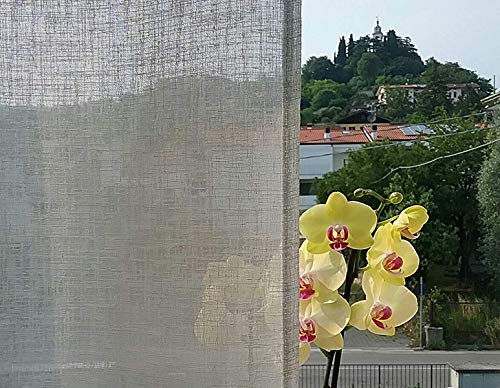 Persianas romanas a medida con tejido efecto lino para ventanas en color blanco 8