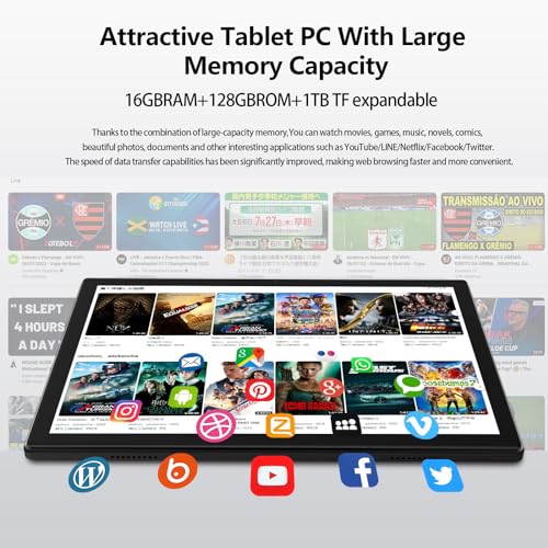 Image of EITOMIN Android Tablet 2026 10 inch Tablet with Keyboard,128GB ROM 16GB RAM TF1TB Expand,Octa-Core,5GWiFi,1080FHD,13MP+8MPCamera,Bluetooth5.0,GPS,Mouse,Case,Black