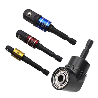 HSF Universal Socket Adapter Set and Right Angle Drill 105 Degree Right Angle Screwdriver set Drill Hex Bit Socket Adapter 3Pcs Sizes 1/4