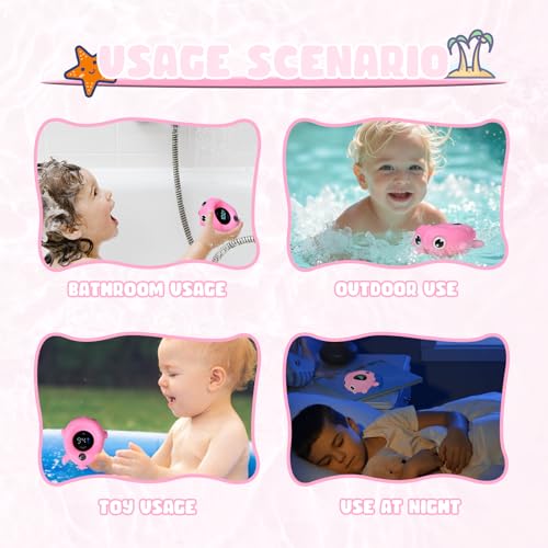 Image of Baby Bath Thermometer - Digital Floating Water Thermometer with LED Display & Color Temperature Alerts, Rechargeable Bath Toy for Infant Bathtub Safety, Newborn Bath Essentials Gift