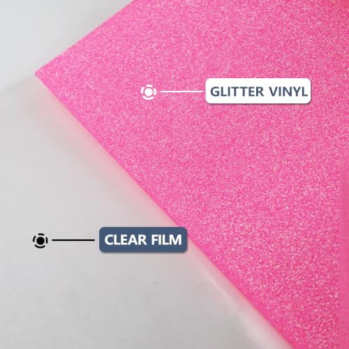 Image of RENLITONG Dark Glitter Pink Iron on Vinyl - 12Inch by 5ft Roll HTV Heat Transfer Vinyl for T-Shirt HTV Rolls for All Cutter Machine - Easy to Cut & Weed for Heat Transfer Design