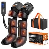 DEJUNPIOOL Leg Massager with Heat and Compression - Foot Calf Thigh Massage for Circulation and Pain Relief, Professional Compression Boots with 6 Modes, 9 Intensity, 4 Heat, Gifts for Mom Dad