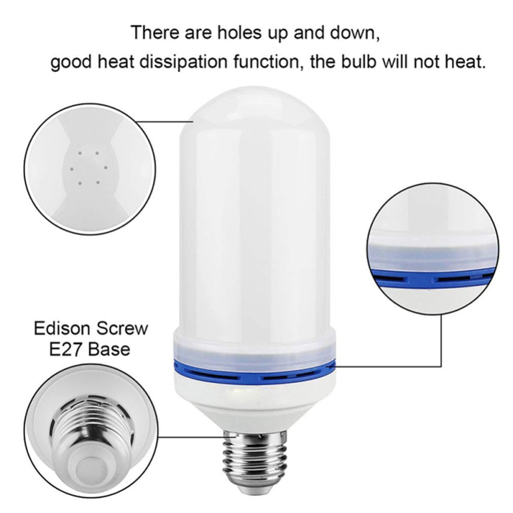 Lampadina A Fiamma 5W, E27 LED Effetto Fuoco Tremolante Lampadina B22 LED Flickering Fire Effect Lampadina con 4 modalità Flicker Fiamma Lampadina per Natale Casa Hotel Bar,Blu,E27 4PCS