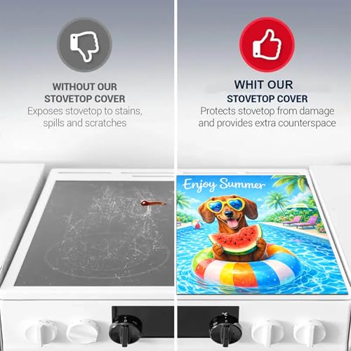 Image of HOMETITUTE Summer Stove Top Cover 28x20 Dachshund Pool Heat Resistant Protector