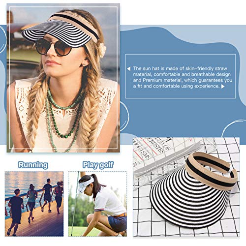 BESPORTBLE Simplicidade Mulheres UPF 50+ Aba Larga Roll- up Viseira Pala de Sol Chapéu de Praia Chap