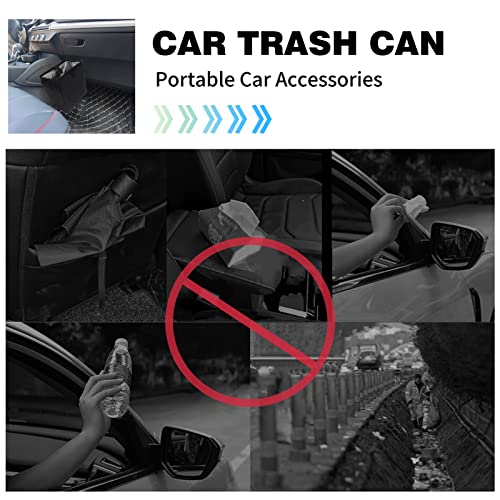 Image of Homelove Car Trash Can, Leak-Proof Waterproof Trash Bin Collapsible Portable Auto Garbage Bag Large Capacity Trashcan Storage Bag Multipurpose Car Organizer Hanging (Black)
