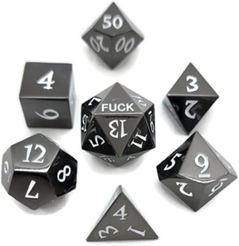 Juego de dados de metal D20 F Critical Fail F de 20 caras número DND para juegos de rol Calabozos y Dragones DD Pathfinder Shadowrun