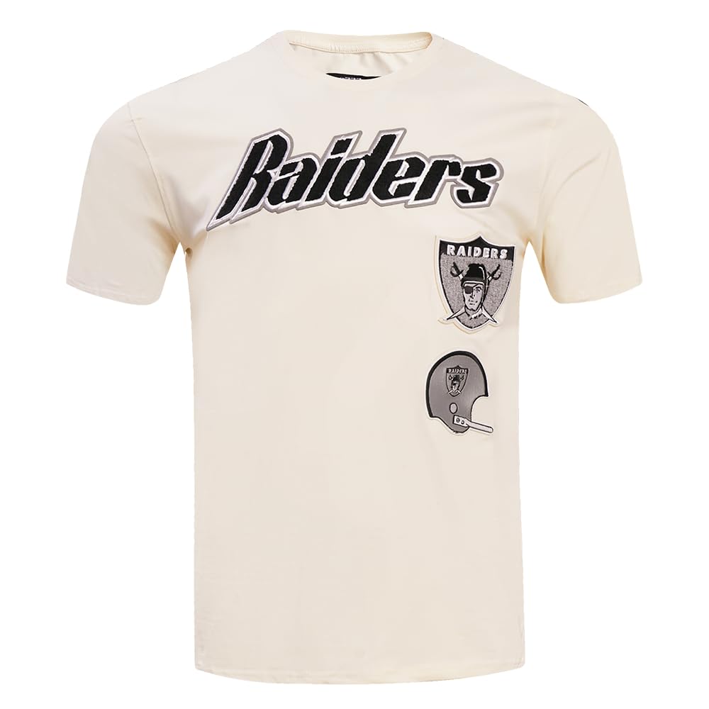 Pro Standard Mens NFL Las Vegas Raiders Retro Classics Taping Tee Eggshell/Black XL — image 1