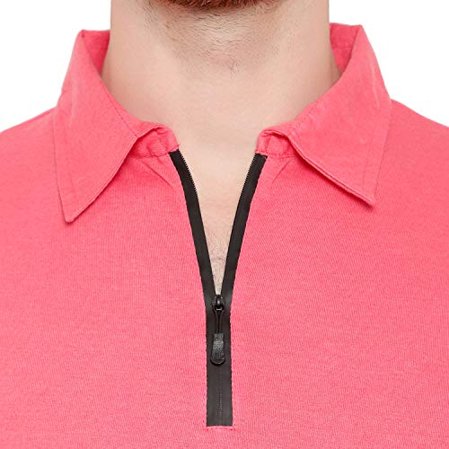 Image of Men's Cotton Blend Full Sleeve Zip Neck Polo T-Shirt (Pack of 1)