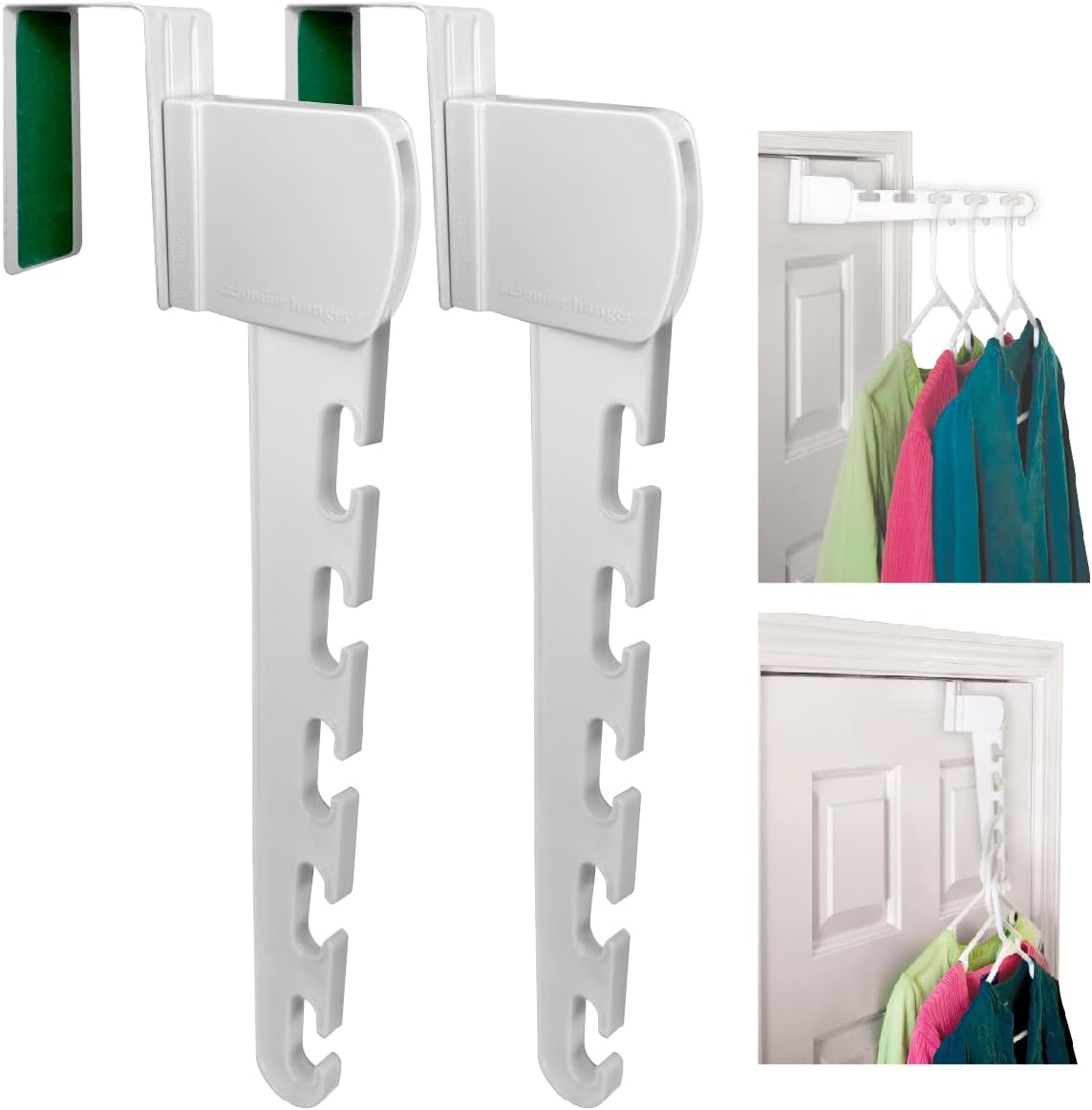 Wonder Hanger Over The Door 2-Pack Organizer for Clothes Hangers, Space-Saving Cascading Hanger Hooks, White Wonder Hanger Over The Door 2-Pack Organizer for Clothes Hangers, Space-Saving Cascading Hanger Hooks, White