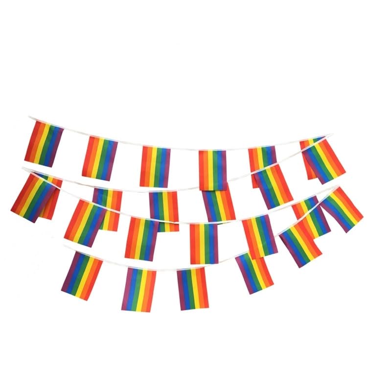 7m / 23ft Flag Bunting Banner GB Union Jack England Rainbow UK Party VE Day (Rainbow)