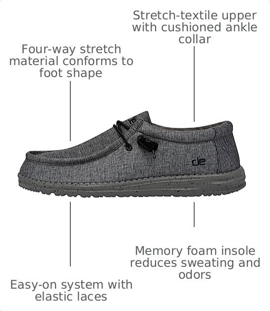 HEYDUDE Men's Wally Stretch | Men's Loafers | Comfortable & Light-Weight