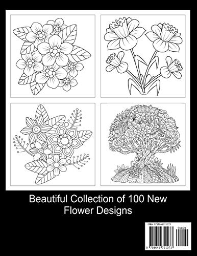 Coloring Book Flowers For Adults: Amazing Collection Of 100 New Designs of Beautiful Flowers and Trees For Relaxation Fun And Gift image 4