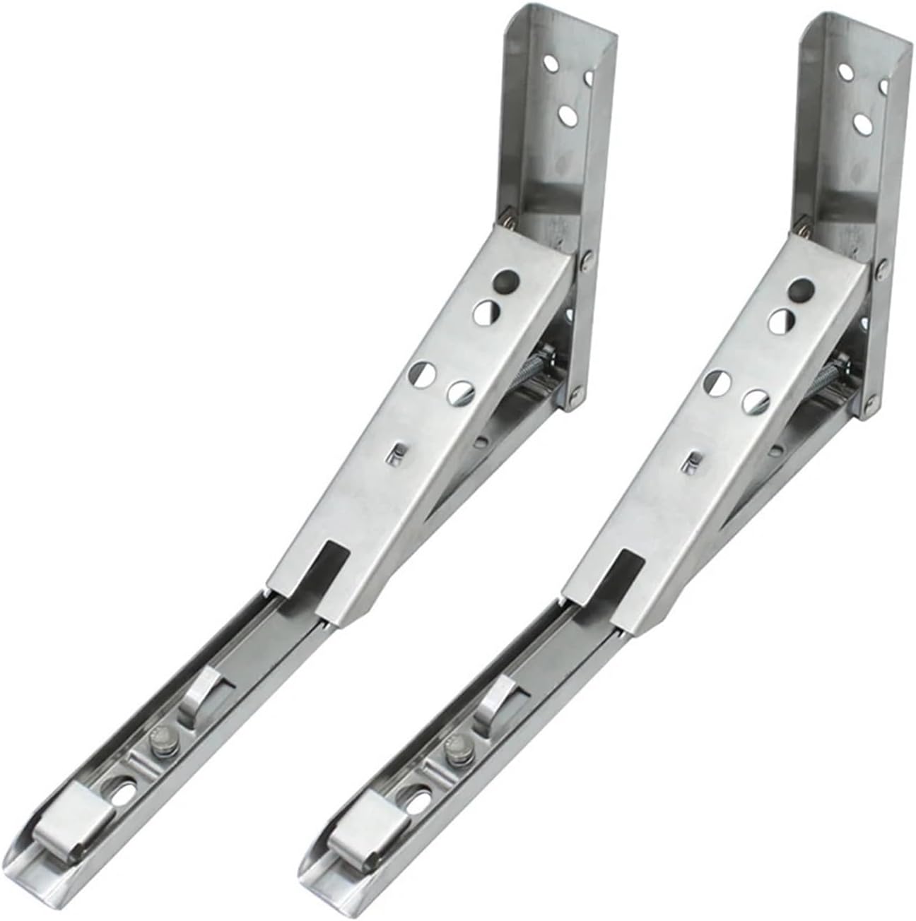 ステンレススチール製シェルフブラケット 壁掛け式 折りたたみ式サポートコーナーブレース 本棚収納ディスプレイ 調節可能 14インチ