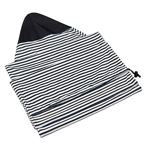 51buyoutgo Surfbrett-Sockenabdeckung, 2,1 m, schnell trocknend, Stretch-Surfbrett-Tasche mit Kordelzug und gepolstertem Nasenschutz, Surfzubehör, Paddel-Surfboard-Hülle, 200 x 50 cm, Schwarz