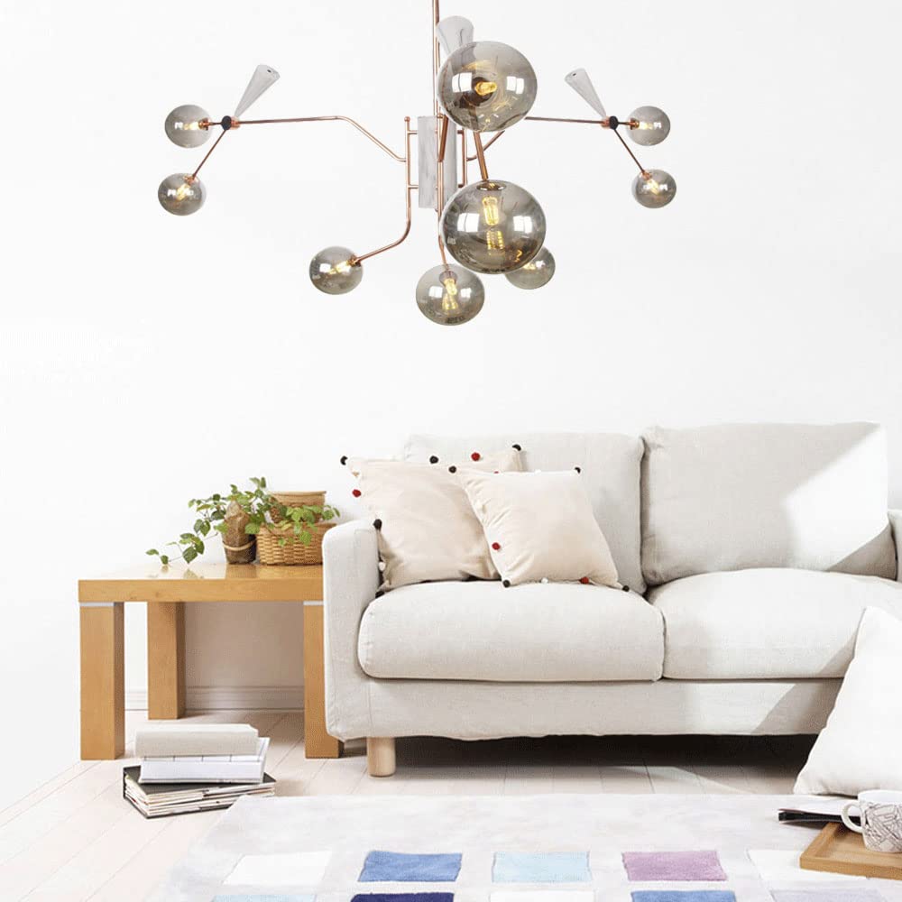 Lustre à 9 lumières Or Rose, Lustre décoratif à Plusieurs têtes, Compatible avec Salon, Chambre, café, Salon de thé, Bar, Salle à Manger, Club (avec Source Lumineuse LED G4)