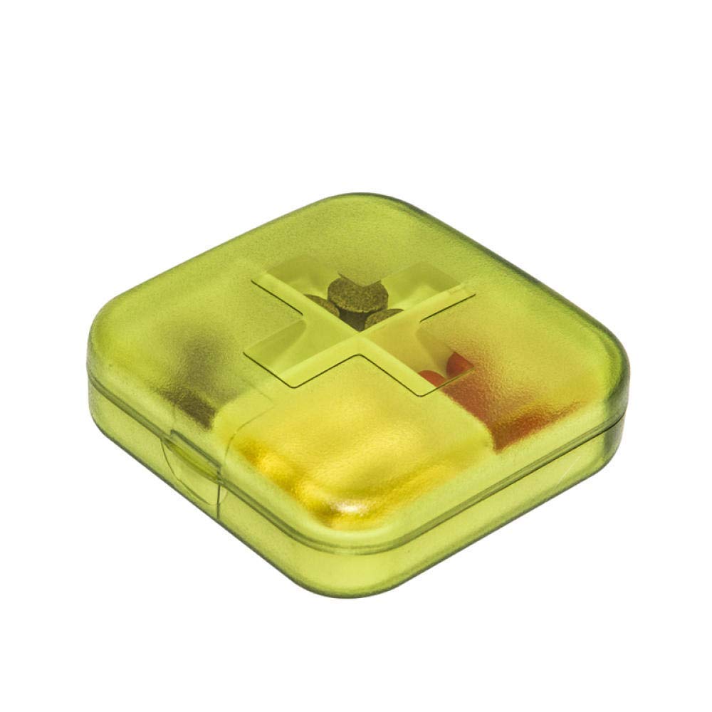 Pastillero semanal, organizador portátil de pastillas de viaje, se puede utilizar en carteras y bolsillos, pastillero con diseño a prueba de humedad, 4 rejillas, color verde