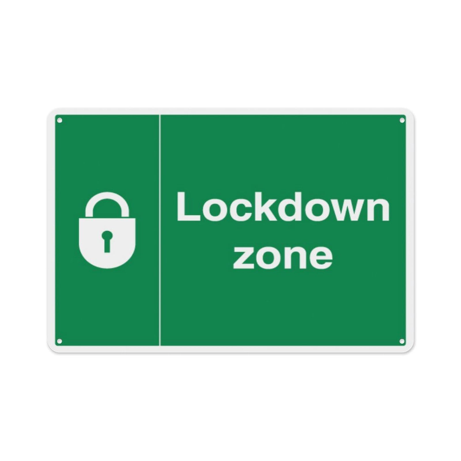 peiyeety Lockdown Zone Aluminum Tin Warning Signs For Home Outdoor Garden 8X12 Inches