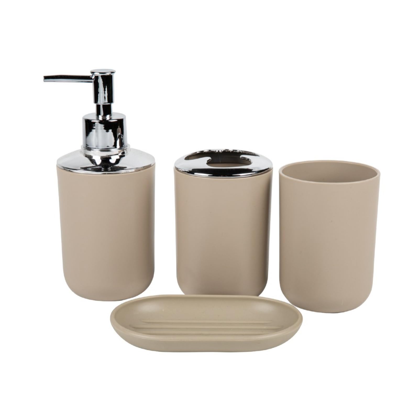 Ksikdeg Bathroom Countertop Organizers 4Pcs Set Includes Toothbrush Cup Soap Dispenser Tray for Space Saving Decors Soap Dispenser and Toothbrush Holder