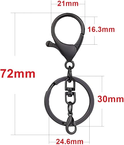 Miniatura 2 de 20 juegos de ganchos de pinza de langosta con anillo de llavero dividido plano con clip de gatillo giratorio con cierre de langosta pequeño para